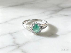 Anel feminino com esmeralda extra natural. - Artesanato e Personalizados