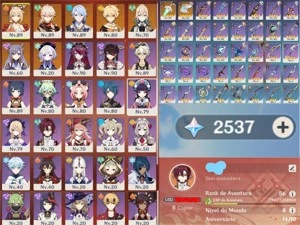 AR 56 c/ YOIMIYA + AYATO + KAZUHA + HEIZOU C6 + ORAÇÕES e + - Genshin Impact
