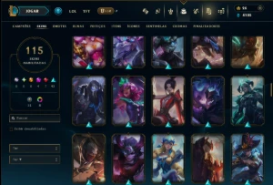 Unranked com 130 Champs e 115 Skins +3 Prestigios - League of Legends LOL