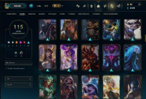 Unranked com 130 Champs e 115 Skins +3 Prestigios - League of Legends LOL