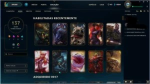 conta LOL 132 skins borda platina - League of Legends