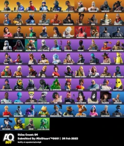 Fortnite conta 94 skins + travis + neo versa etc
