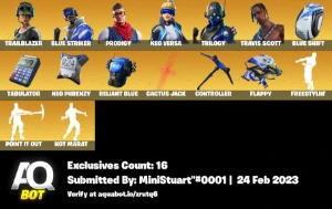 Fortnite conta 94 skins + travis + neo versa etc