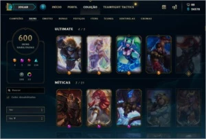 Conta League of Legends, Platina, 600 Skins LOL