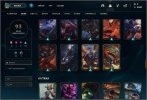 Conta prata 3 com 100 champs e 93 skins (400k de Yasuo) - League of Legends LOL