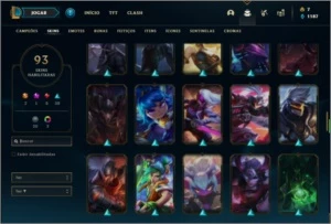 Conta prata 3 com 100 champs e 93 skins (400k de Yasuo) - League of Legends LOL