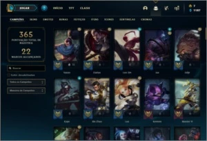 Conta prata 3 com 100 champs e 93 skins (400k de Yasuo) - League of Legends LOL