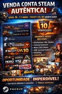 Conta Steam 7 Anos + Faceit Lvl 10 Verificado + 65 Jogos - Counter Strike CS