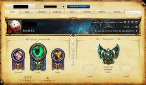 Conta Plat III - +55 skins variadas - 7 páginas de runa - League of Legends LOL