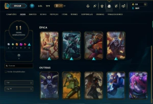 Prata 3 com 45 Champs e 11 Skins - League of Legends LOL
