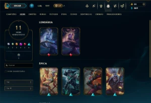 Prata 3 com 45 Champs e 11 Skins - League of Legends LOL