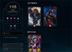 CONTA LOL- 108 SKINS- 156 CHAMPS NO PRECINHO-PASSE TFT - League of Legends