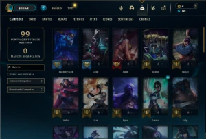 Unranked com 50 Champs e 13 Skins - League of Legends LOL