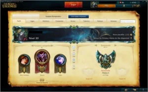 Platina V, 122 Campeoes, 5 Paginas de runa, 13 Skins - League of Legends LOL