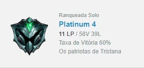 CONTA PLATINA 4 - League of Legends LOL