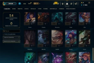 Mestre com 45 Champs e 10 Skins - League of Legends LOL