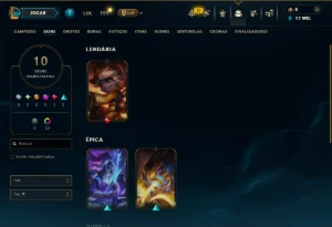 Mestre com 45 Champs e 10 Skins - League of Legends LOL