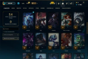 Mestre com 45 Champs e 10 Skins - League of Legends LOL