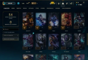 Mestre com 45 Champs e 10 Skins - League of Legends LOL