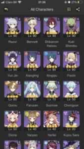 AR 58 Scaramouche C1 + arma, Xiao C1, Nahida - Genshin Impact