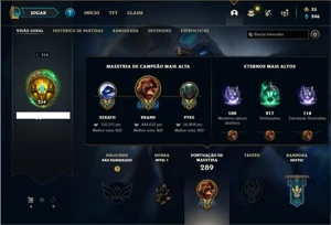 Conta Unranked com 86 Champs e 44 Skins + 450k de Brand - League of Legends LOL