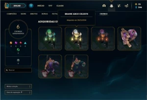 Conta Unranked com 86 Champs e 44 Skins + 450k de Brand - League of Legends LOL