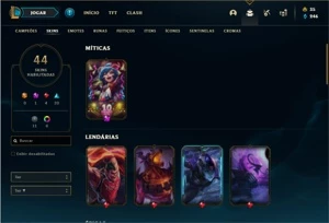Conta Unranked com 86 Champs e 44 Skins + 450k de Brand - League of Legends LOL