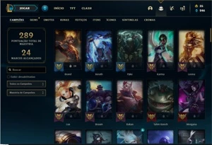 Conta Unranked com 86 Champs e 44 Skins + 450k de Brand - League of Legends LOL