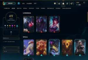 Platina 2 com 60 Champs e 49 Skins ( ADC / SUP / JG ) - League of Legends LOL