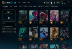 Platina 2 com 60 Champs e 49 Skins ( ADC / SUP / JG ) - League of Legends LOL