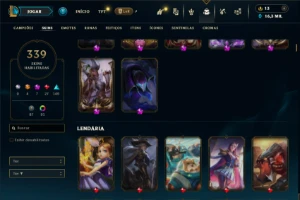 Prata 2 com TODOS os champs e 339 Skins ( Nivel 496 ) - League of Legends LOL