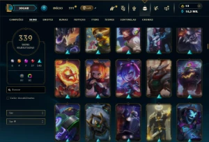 Prata 2 com TODOS os champs e 339 Skins ( Nivel 496 ) - League of Legends LOL