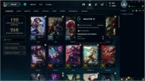 CONTA PLAT 4 VARIAS SKINS(MAIN FIORA, YAS, ZED, KAT) - League of Legends LOL