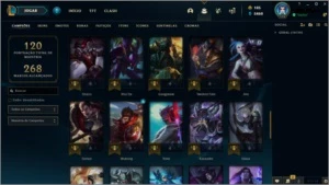 CONTA PLAT 4 VARIAS SKINS(MAIN FIORA, YAS, ZED, KAT) - League of Legends LOL