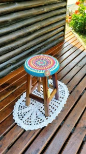 Capa para Banqueta Mandala Multicolorida em Crochê - Artesanato e Personalizados