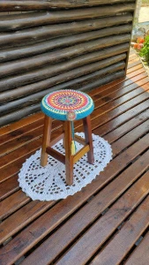 Capa para Banqueta Mandala Multicolorida em Crochê - Artesanato e Personalizados