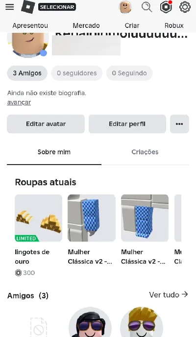 Conta Roblox 2019 - Limited no Ombro (Lingotes de Ouro) | Se