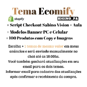 Tema Shopify Ecomify + Atualizações e Brindes - Outros