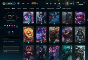 Esmeralda 1 com TODOS os Champs e 257 Skins ( JG / MID ADC ) - League of Legends LOL