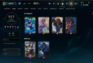 Esmeralda 1 com TODOS os Champs e 257 Skins ( JG / MID ADC ) - League of Legends LOL