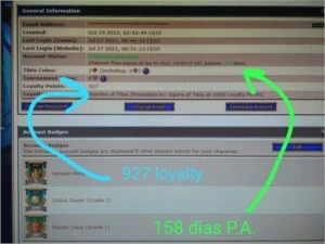 Acc Honbra MS 322 ml 106 "full set" 940 loyalty 5 meses p.a. - Tibia