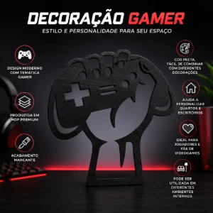 Quadro Gamer Controle em MDF Preto 45 x 40 cm - Artesanato e Personalizados