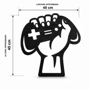 Quadro Gamer Controle em MDF Preto 45 x 40 cm - Artesanato e Personalizados