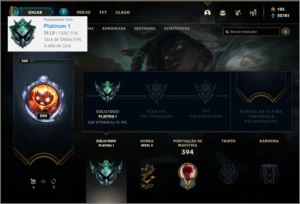 Conta Platina 1 com 123 champs e 59 skins - League of Legends LOL