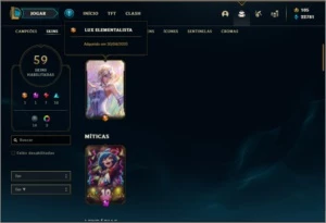 Conta Platina 1 com 123 champs e 59 skins - League of Legends LOL