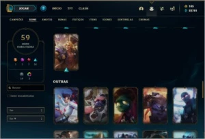 Conta Platina 1 com 123 champs e 59 skins - League of Legends LOL