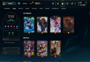 Esmeralda 4 com TODOS os champs e 338 Skins (MID / ADC / JG) - League of Legends LOL