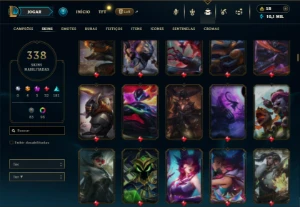 Esmeralda 4 com TODOS os champs e 338 Skins (MID / ADC / JG) - League of Legends LOL