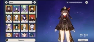 Ar57 hutao + homa, ayaka + cortadora, ganyu + harpa, baal+ - Genshin Impact
