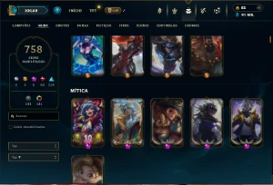 Esmeralda 2 com TODOS os champs e 758 Skins + 12 Vitoriosas - League of Legends LOL